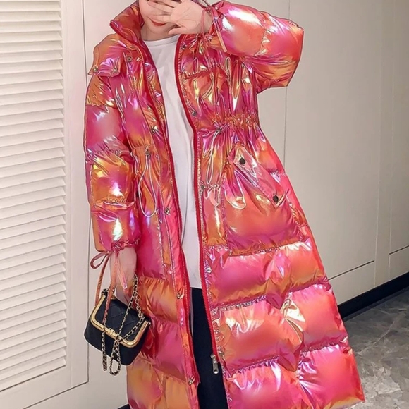 Waterproof Long Parkas Cotton Padded Jacket Women Hooded Thick Warm Snow Coat - Picture 2 of 5